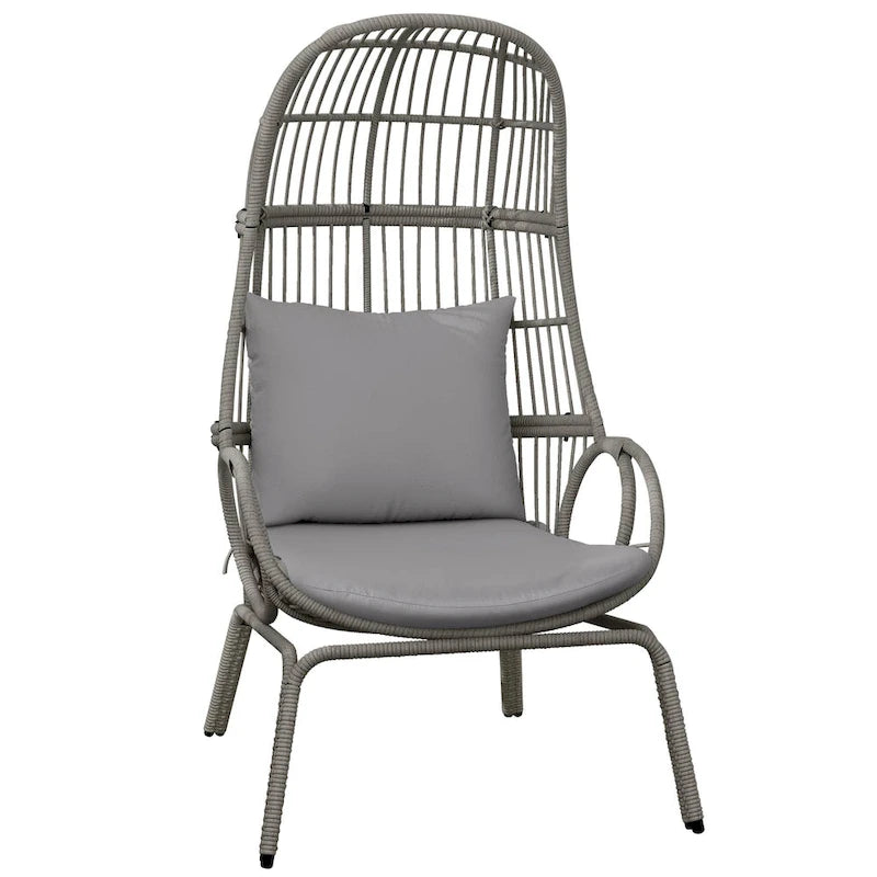 Panier de chaise œuf étroit en osier d'extérieur Moasis avec coussins