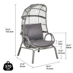 Panier de chaise œuf étroit en osier d'extérieur Moasis avec coussins