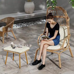 Panier de chaise œuf étroit en osier d'extérieur Moasis avec coussins