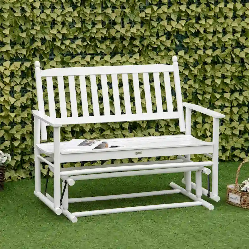 Banc de jardin à bascule Outsunny, balancelle deux places d'extérieur avec cadre en bois