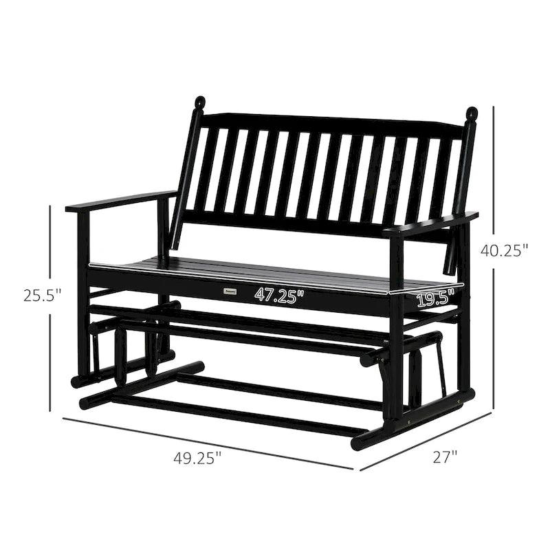 Banc de jardin à bascule Outsunny, balancelle deux places d'extérieur avec cadre en bois