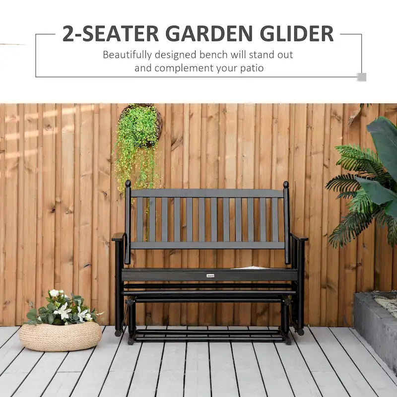 Banc de jardin à bascule Outsunny, balancelle deux places d'extérieur avec cadre en bois