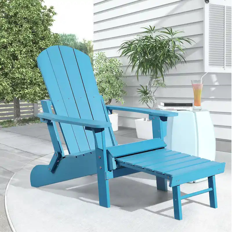 Sedia Adirondack pieghevole in poliplastica Hurley con poggiapiedi estraibile