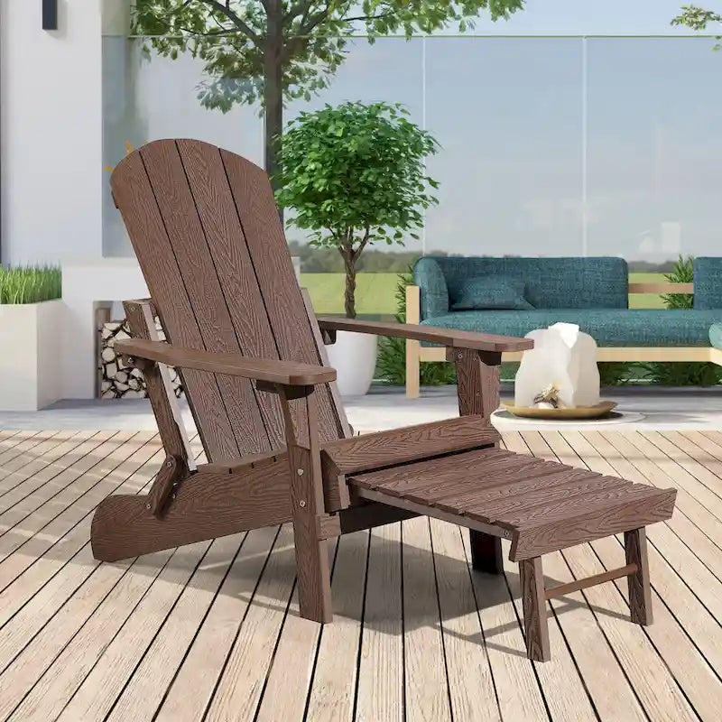 Sedia Adirondack pieghevole in poliplastica Hurley con poggiapiedi estraibile