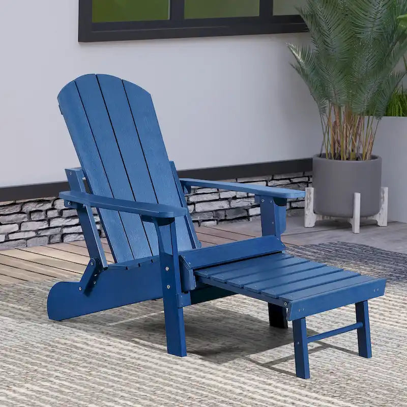Sedia Adirondack pieghevole in poliplastica Hurley con poggiapiedi estraibile