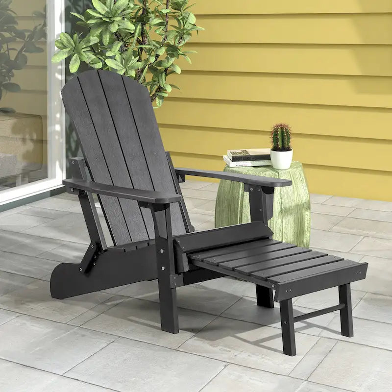 Sedia Adirondack pieghevole in poliplastica Hurley con poggiapiedi estraibile