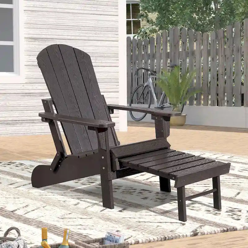 Sedia Adirondack pieghevole in poliplastica Hurley con poggiapiedi estraibile