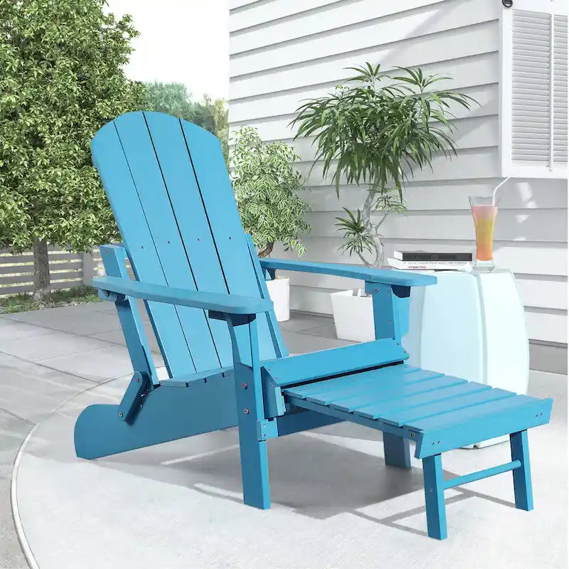 Sedia Adirondack pieghevole in poliplastica Hurley con poggiapiedi estraibile