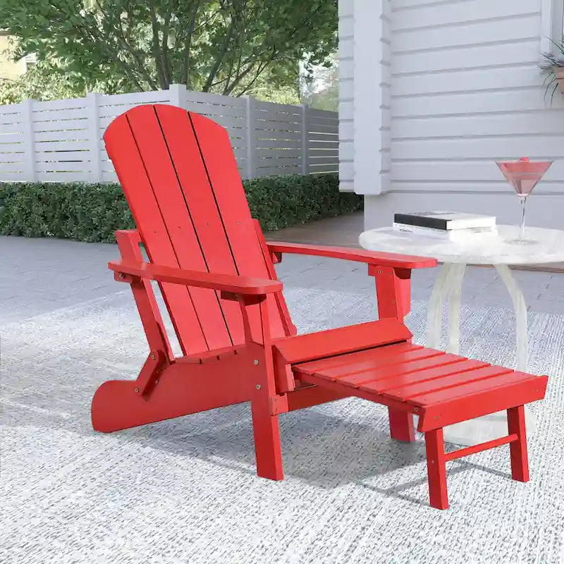 Sedia Adirondack pieghevole in poliplastica Hurley con poggiapiedi estraibile