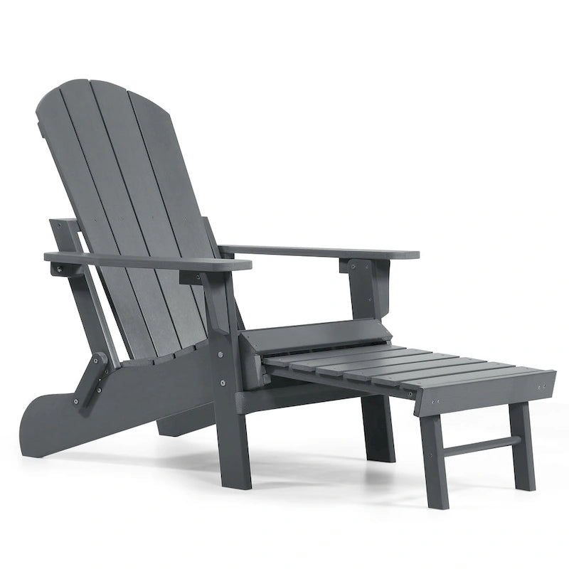 Sedia Adirondack pieghevole in poliplastica Hurley con poggiapiedi estraibile