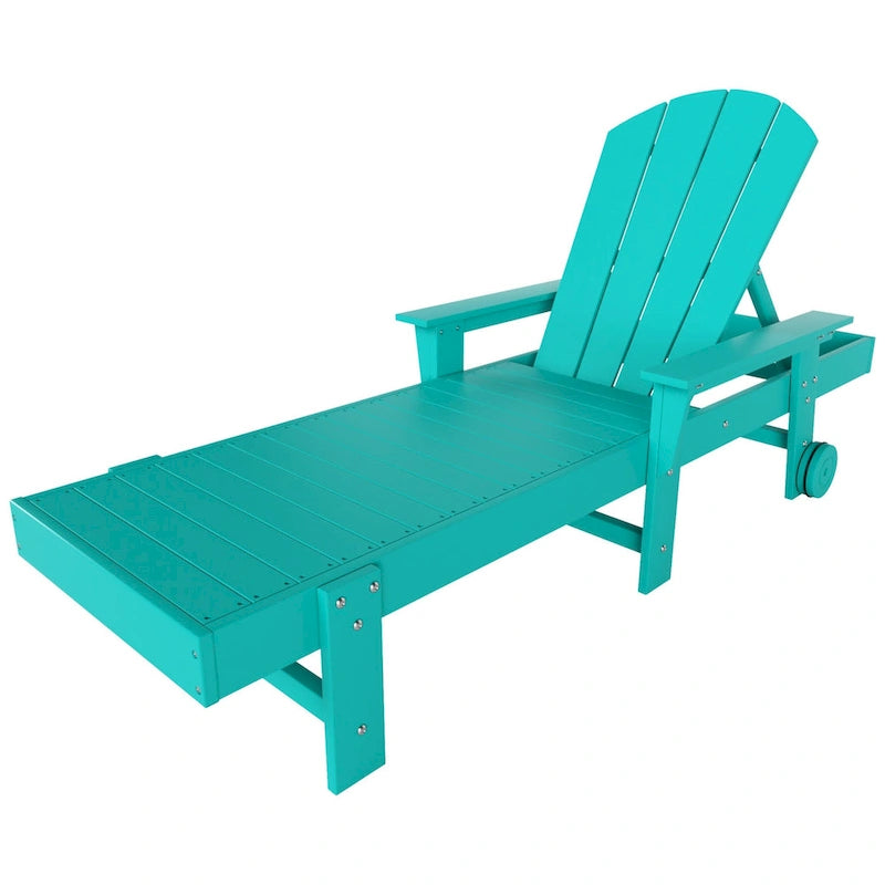Lettino da sole reclinabile Polytrends Laguna in HDPE per esterni e bordo piscina, con braccioli e ruote, resistente alle intemperie