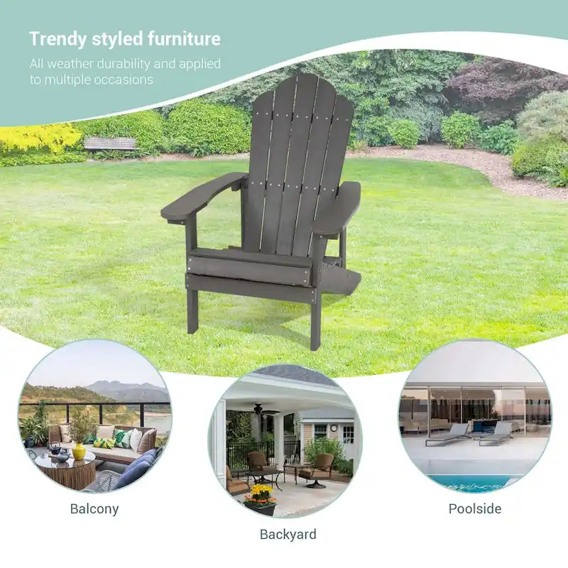 Chaise de jardin Adirondack en similicuir HIPS aspect bois de BONOSUKI
