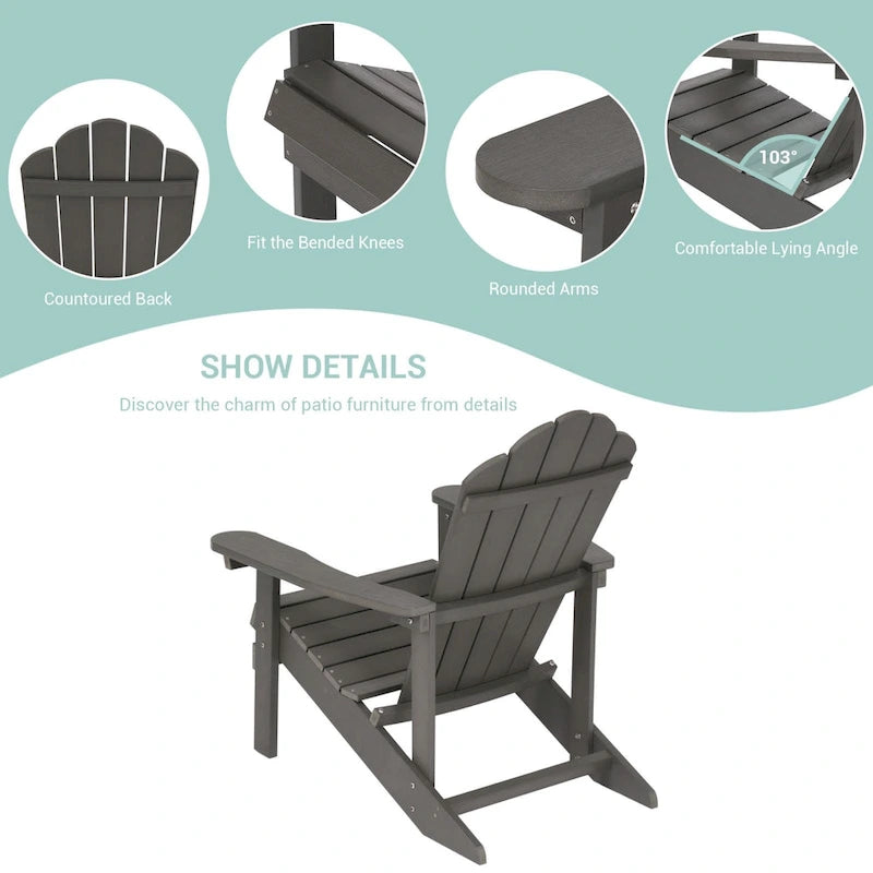 Chaise de jardin Adirondack en similicuir HIPS aspect bois de BONOSUKI