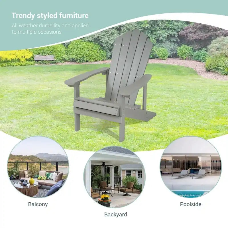 Chaise de jardin Adirondack en similicuir HIPS aspect bois de BONOSUKI