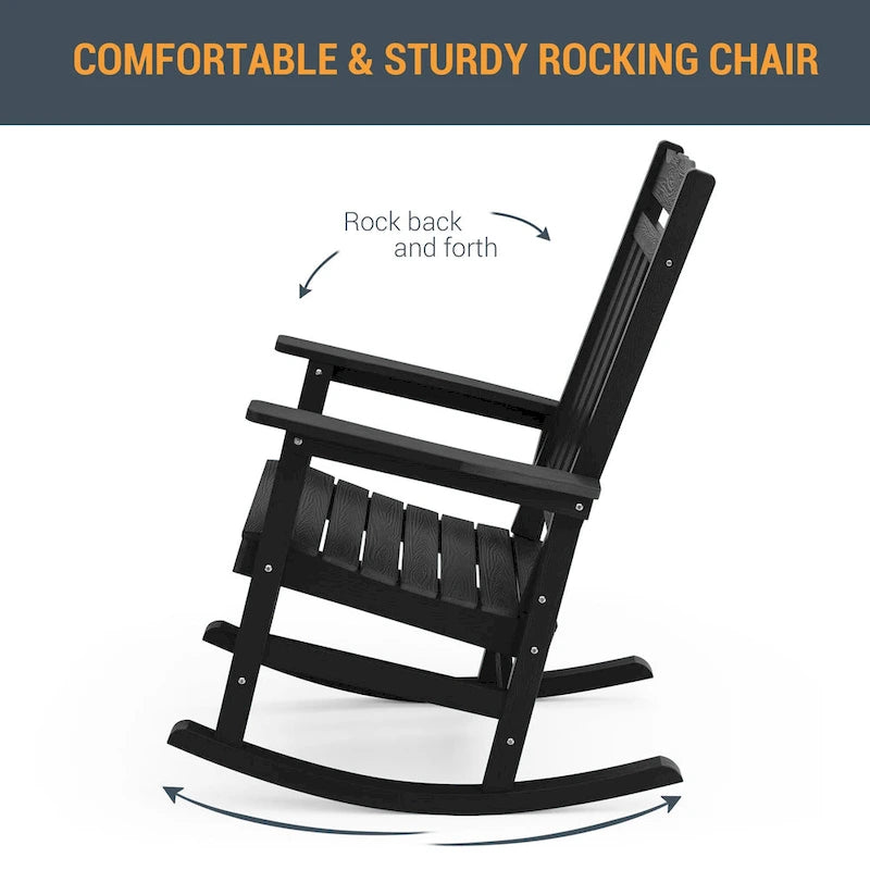 Chaise à bascule d'extérieur en plastique LIVOOSUN Adirondack pour patio