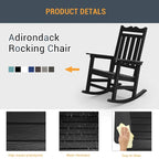 Chaise à bascule d'extérieur en plastique LIVOOSUN Adirondack pour patio
