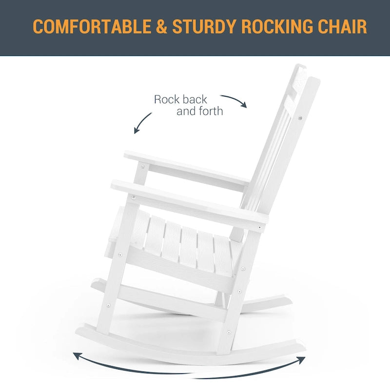 Chaise à bascule d'extérieur en plastique LIVOOSUN Adirondack pour patio