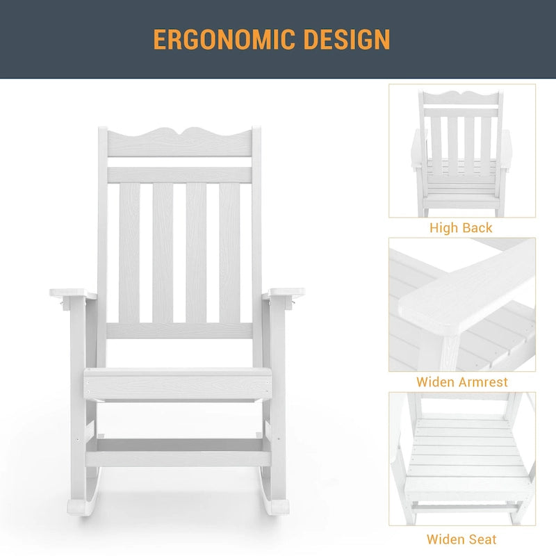 Chaise à bascule d'extérieur en plastique LIVOOSUN Adirondack pour patio