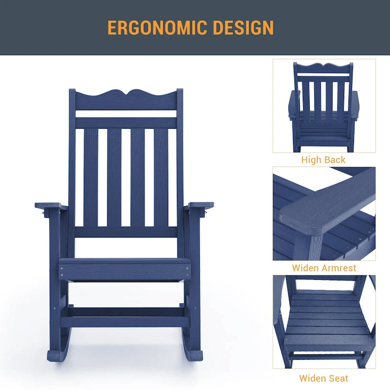 Chaise à bascule d'extérieur en plastique LIVOOSUN Adirondack pour patio