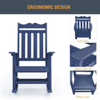 Chaise à bascule d'extérieur en plastique LIVOOSUN Adirondack pour patio
