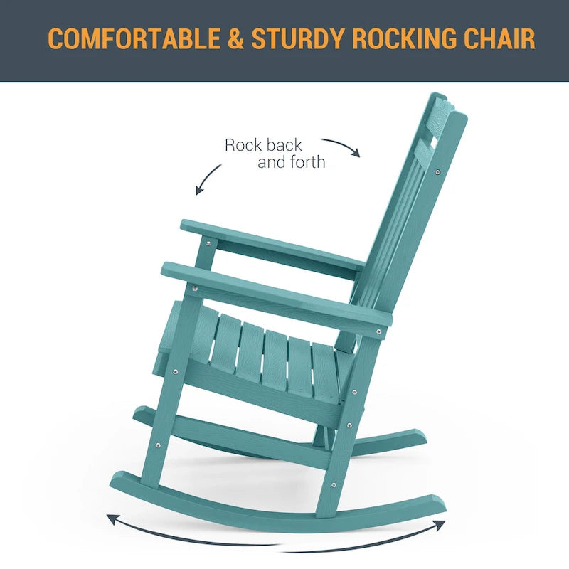 Chaise à bascule d'extérieur en plastique LIVOOSUN Adirondack pour patio
