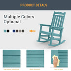 Chaise à bascule d'extérieur en plastique LIVOOSUN Adirondack pour patio