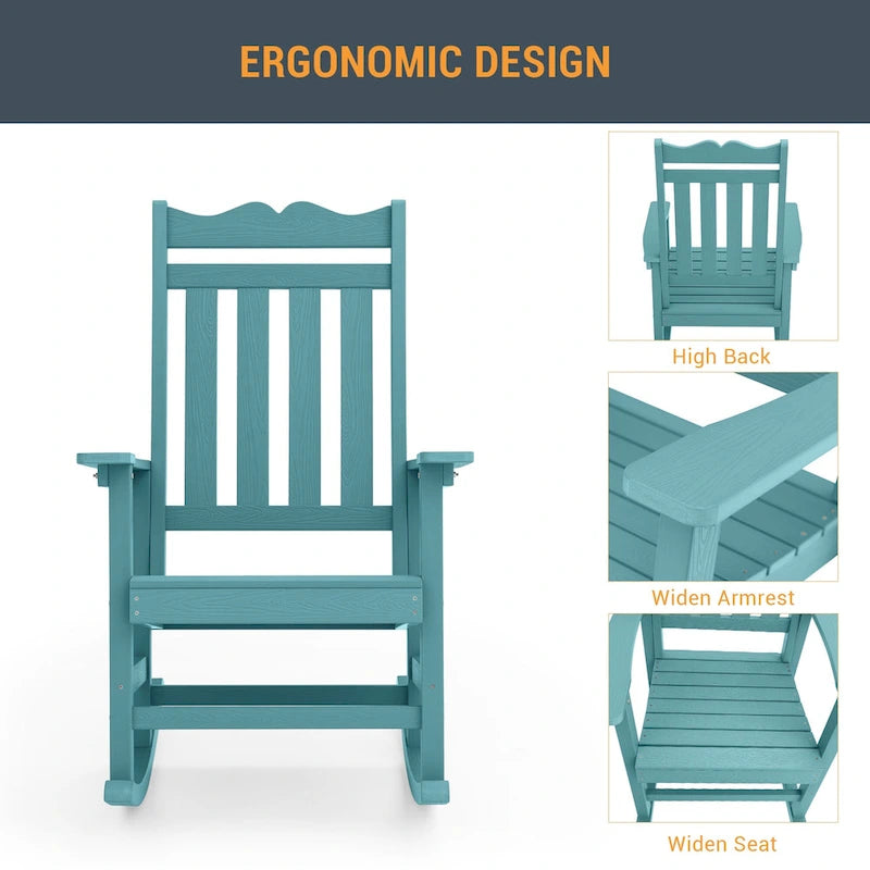 Chaise à bascule d'extérieur en plastique LIVOOSUN Adirondack pour patio