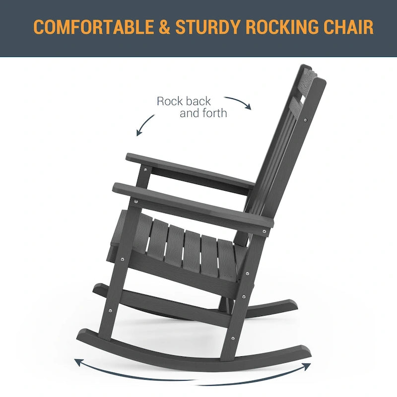 Chaise à bascule d'extérieur en plastique LIVOOSUN Adirondack pour patio