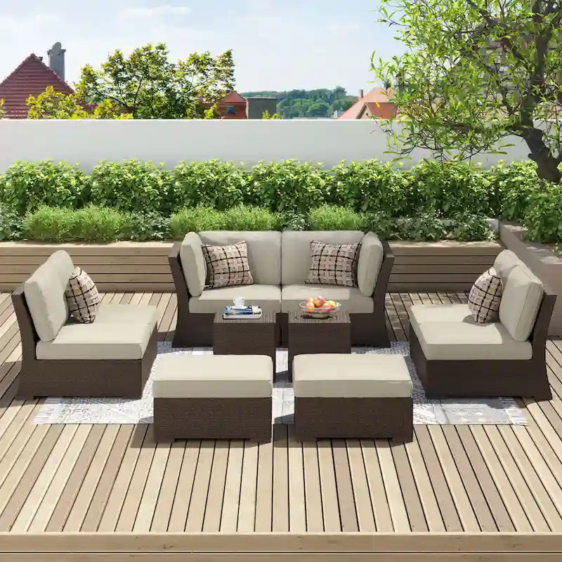 Corvus Oreanne 10-piece Brown Wicker Patio Furniture Set