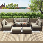 Corvus Oreanne 10-piece Brown Wicker Patio Furniture Set