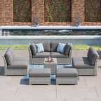 Ensemble de meubles de patio Corvus Oreanne en osier marron 10 pièces