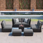 Ensemble de meubles de patio Corvus Oreanne en osier marron 10 pièces