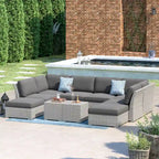 Ensemble de meubles de patio Corvus Oreanne en osier marron 10 pièces