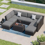 Ensemble de meubles de patio Corvus Oreanne en osier marron 10 pièces