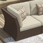 Ensemble de meubles de patio Corvus Oreanne en osier marron 10 pièces
