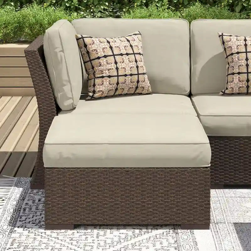 Ensemble de meubles de patio Corvus Oreanne en osier marron 10 pièces