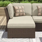 Ensemble de meubles de patio Corvus Oreanne en osier marron 10 pièces