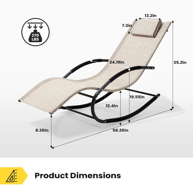 Chaise berçante de patio Pellebant avec oreiller