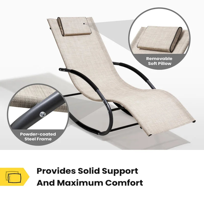 Chaise berçante de patio Pellebant avec oreiller