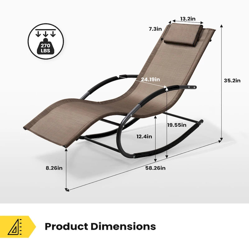 Chaise berçante de patio Pellebant avec oreiller