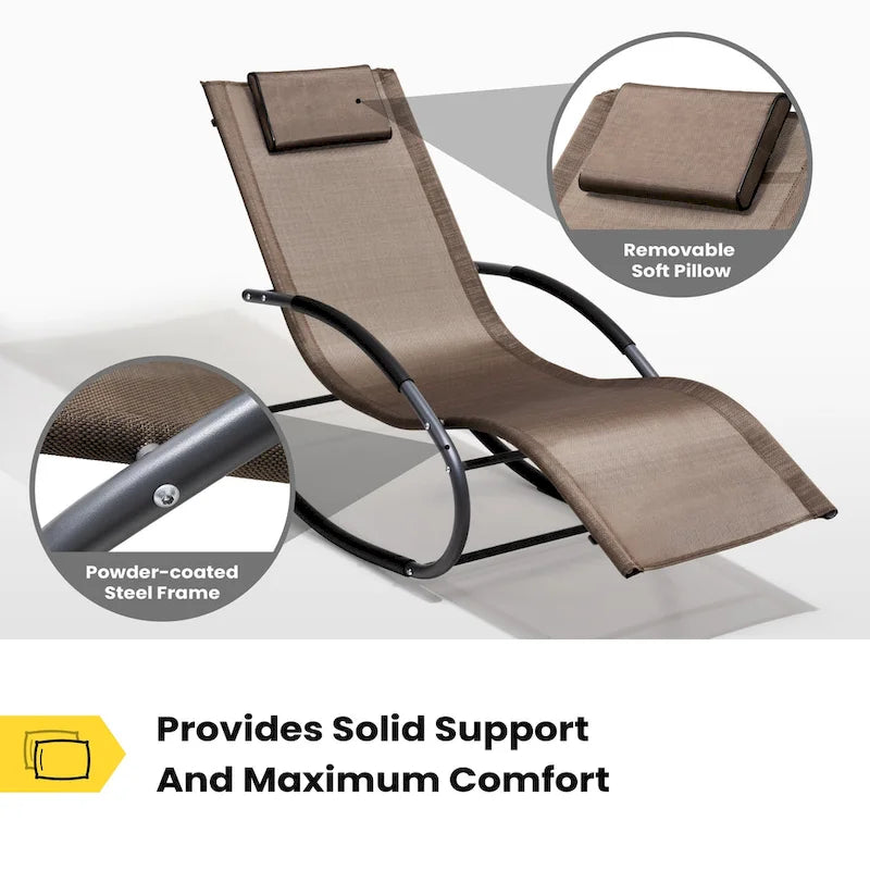 Chaise berçante de patio Pellebant avec oreiller