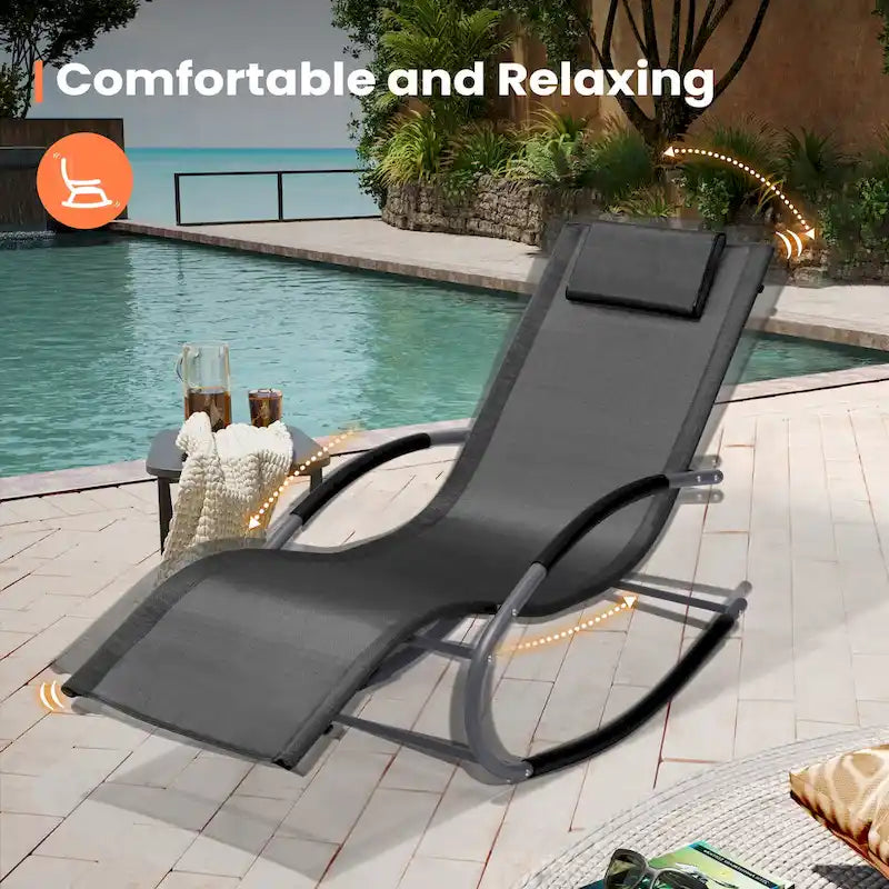 Chaise berçante de patio Pellebant avec oreiller