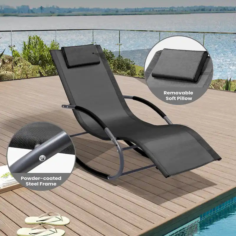 Chaise berçante de patio Pellebant avec oreiller