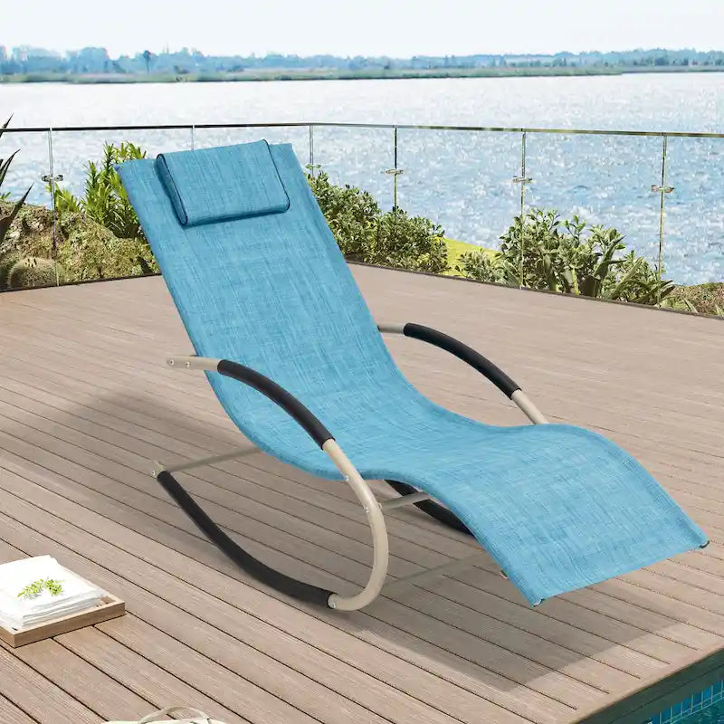 Chaise berçante de patio Pellebant avec oreiller