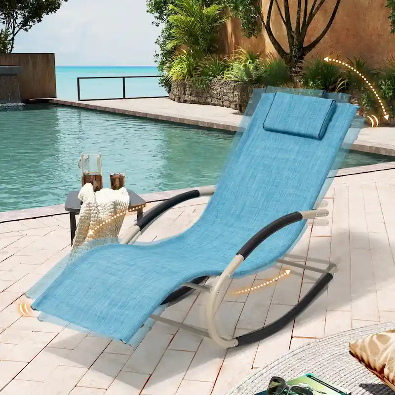 Chaise berçante de patio Pellebant avec oreiller