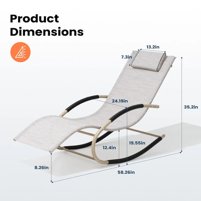 Chaise berçante de patio Pellebant avec oreiller