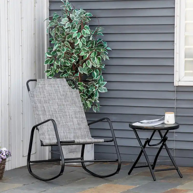 Sedia a dondolo da giardino Outsunny, dondolo per interni ed esterni in tessuto a fionda per patio, balcone, portico