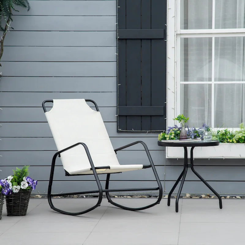 Sedia a dondolo da giardino Outsunny, dondolo per interni ed esterni in tessuto a fionda per patio, balcone, portico