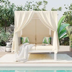 Lit de repos/Bain de soleil d'extérieur avec rideaux, idéal pour le jardin ou la piscine