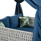 Lit de repos/Bain de soleil d'extérieur avec rideaux, idéal pour le jardin ou la piscine